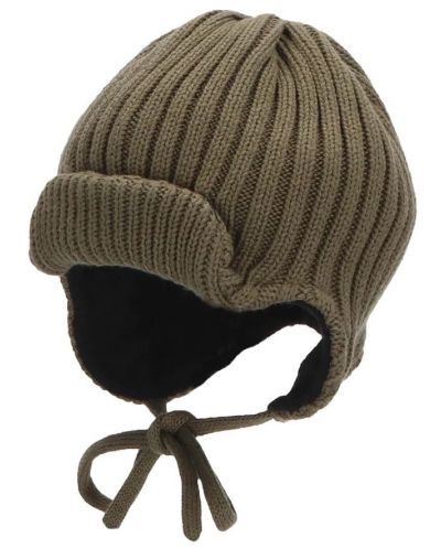 Плетена шапка Sterntaler - Зелена, от био памук, размер 49, 12-18 м - 1