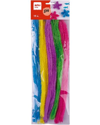 Плюшени шнурчета Apli Kids - Ярки цветове, 15 броя - 1