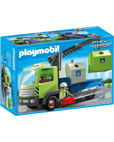 Конструктор Playmobil City Action - – Камион за разделно събиране на отпадъци - За стъкло - 1