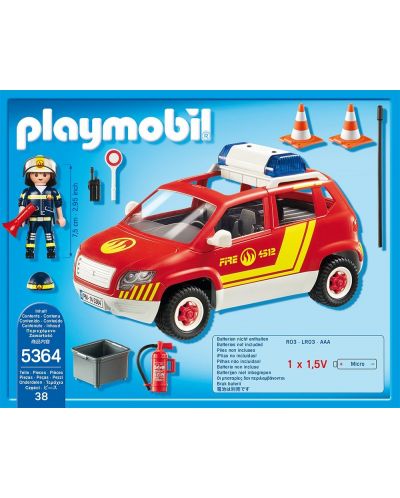 Комплект фигурки Playmobil - Автомобила на директора на пожарната със светлини и сирени - 3