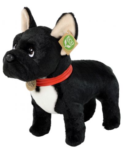 Плюшена играчка Rappa Еко приятели - Куче Френски булдог, стоящ, черен, 30 cm - 1