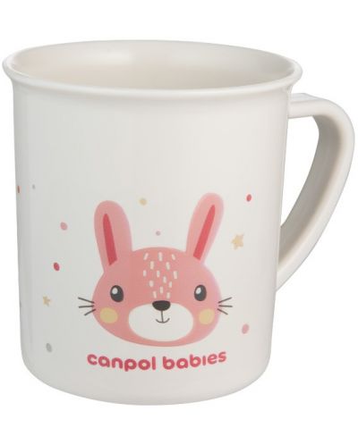 Пластмасова чаша с дръжка Canpol - Cute Animals, 170 ml, розова - 1