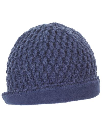 Плетена шапка с поларена подплата - 53 cm, 2-4 г, синя - 2