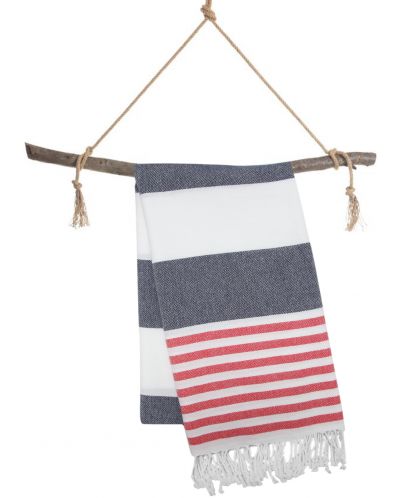 Памучна кърпа в кутия Hello Towels - New, 100 х 180 cm, синьо-червена - 3