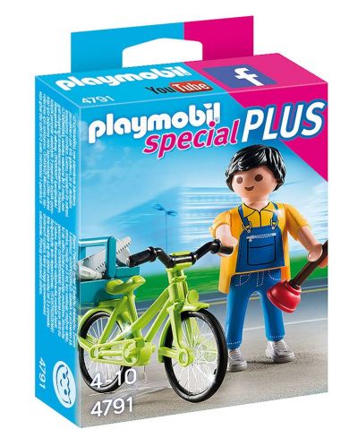 Фигурка Playmobil Specials Plus - Водопроводчик с колело - 1