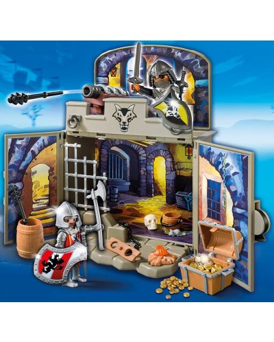 Комплект фигурки Playmobil Knights - Тайната стая със съкровища на рицарите - вълци - 2