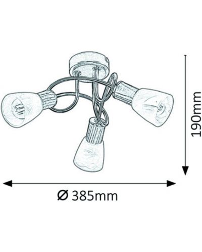 Плафон Rabalux - Gavin 5539, IP20, E14, 3 x 40W, 230V, сребрист - 2