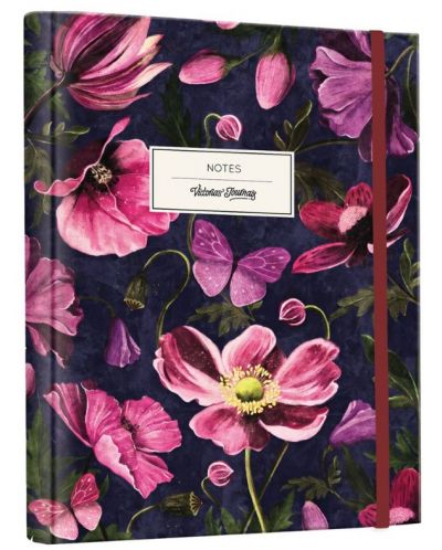 Планер Victoria's Journals Florals - Цветя, скрита спирала, твърда корица, на редове - 1