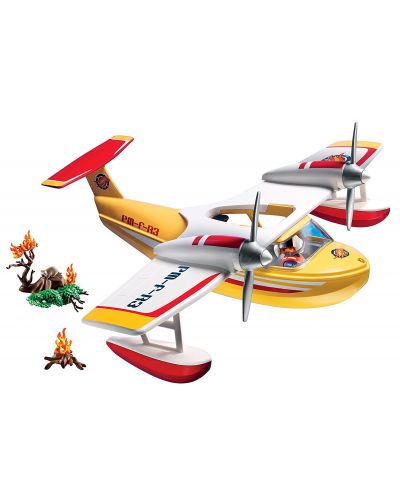 Комплект фигурки Playmobil Wild Life – Противопожарен самолет с водни ски - 2