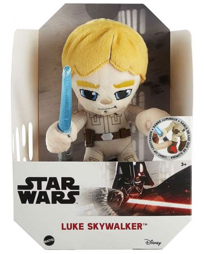 Плюшена фигура Mattel Movies: Star Wars - Luke Skywalker with Lightsaber (Light-Up), 19 cm - 6