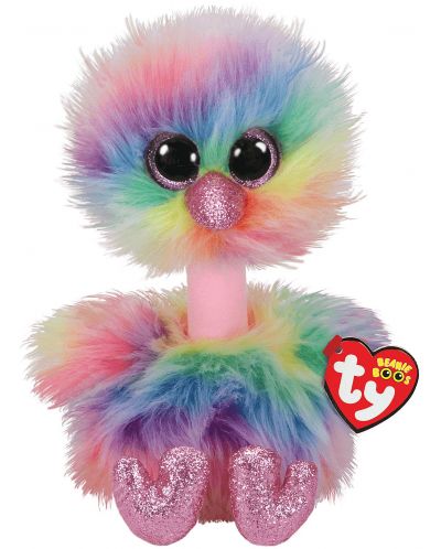 Плюшена играчка TY Toys Beanie Boos - Щраус Asha, шарен, 15 cm - 1