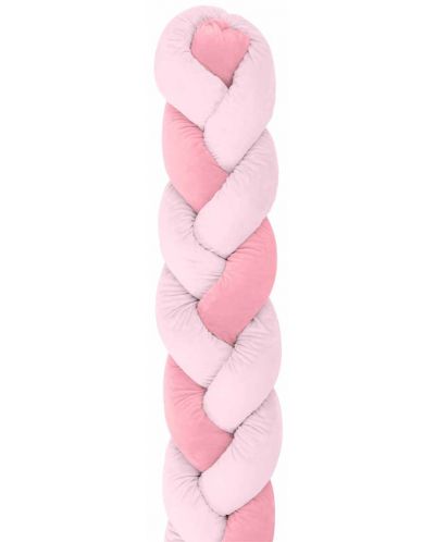 Плетен плюшен обиколник KikkaBoo - 3 плитки, 210 cm, Pink - 1