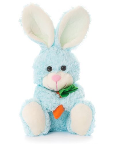 Плюшено зайче Tea Toys - Чочо, 28 cm, с морков, синьо - 1