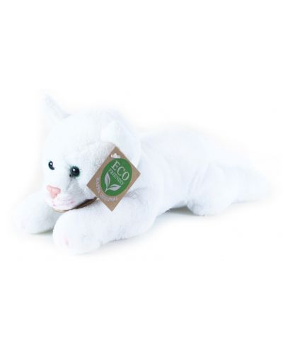 Плюшена играчка Rappa Еко приятели - Бяла котка, лежаща, 22 cm - 1