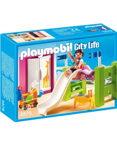 Комплект фигурки Playmobil City Life - Детска стая с пързалка