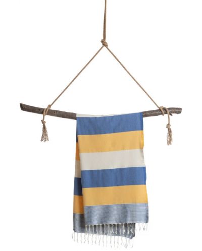 Памучна кърпа в кутия Hello Towels - Palermo, 100 х 180 cm, синьо-жълта - 3