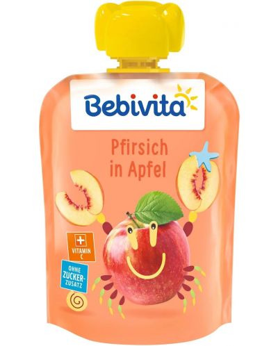 Плодова закуска Bebivita - Праскова и ябълка, 90 g - 1