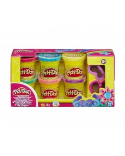 Творчески комплект Hasbro Play-Doh - Моделин, 6 блестящи цвята
