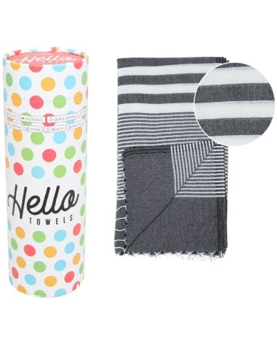 Памучна кърпа в кутия Hello Towels - Malibu, 100 х 180 cm, черно-бяла - 1