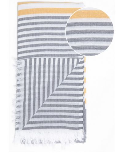 Памучна кърпа в кутия Hello Towels - Bali, 100 х 180 cm, сиво-жълта - 2