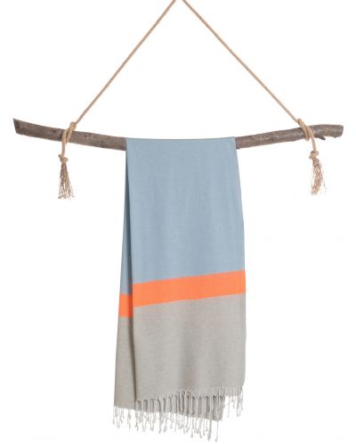 Памучна кърпа в кутия Hello Towels - Neon, 100 х 180 cm, синьо-сива - 3
