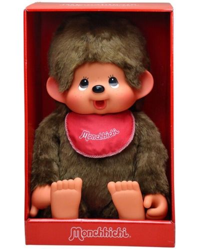 Плюшена играчка Monchhichi - Маймунка момченце с червен лигавник, 80cm - 1