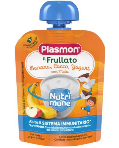 Плодова закуска Plasmon - Нутримюн, банан, кокос и йогурт, 85 g - 1