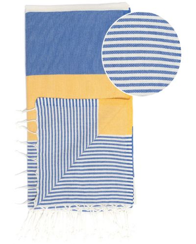 Памучна кърпа в кутия Hello Towels - Palermo, 100 х 180 cm, синьо-жълта - 2