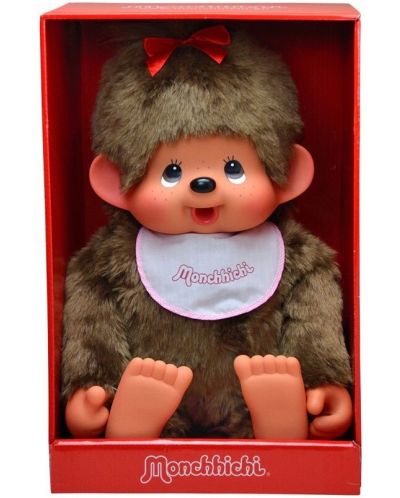 Плюшена играчка Monchhichi - Маймунка момиче с лигавник,  80cm - 1