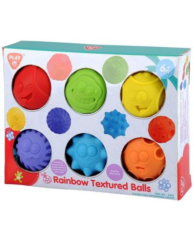 Детска играчка PlayGo - Цветни топки, 6 броя, релефни