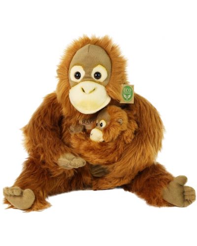 Плюшена играчка Rappa Еко приятели - Орангутан 28 cm, бебе 15 cm - 1