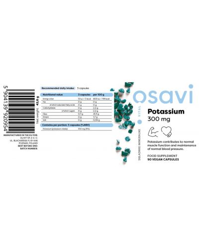 Potassium Citrate, 300 mg, 90 капсули, Osavi - 4
