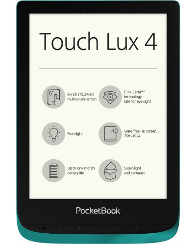 Електронен четец PocketBook Touch Lux4 - зелен (разопакован) - 1