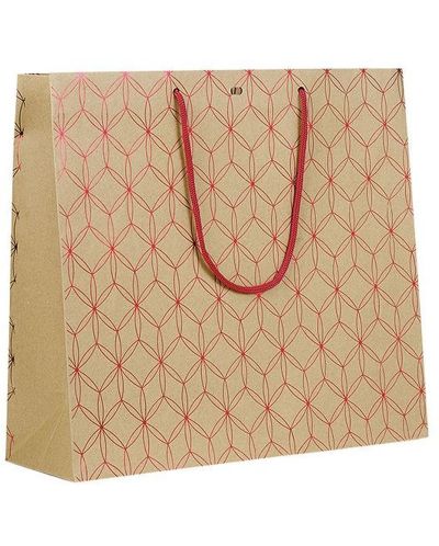 Подаръчна торбичка Giftpack - Червено и златисто, 35 x 33 x 13 cm - 1