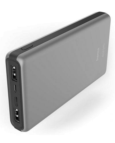 Портативна батерия Hama - 201656, 15000 mAh, сива - 1