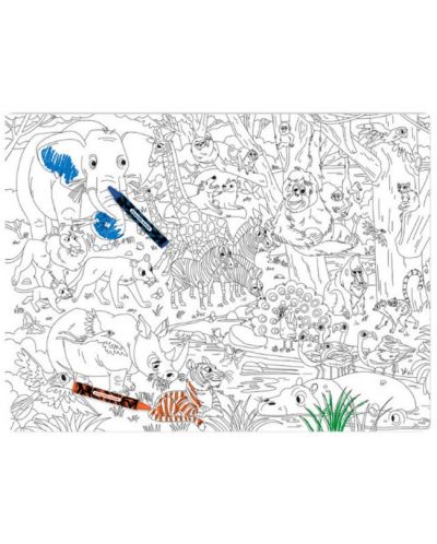 Постер за оцветяване Crocodile Creek - Животни от джунглата, 8 пастела - 3