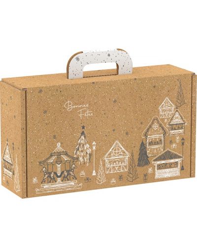Подаръчна кутия Giftpack Bonnes Fêtes - Крафт, 33 cm - 1