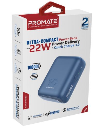 Портативна батерия ProMate - Acme-PD20 Ultra Compact,10000 mAh, черна - 2