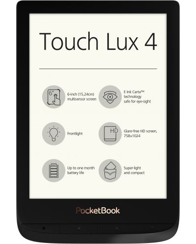 Електронен четец PocketBook Touch Lux4 - черен (разопакован) - 1