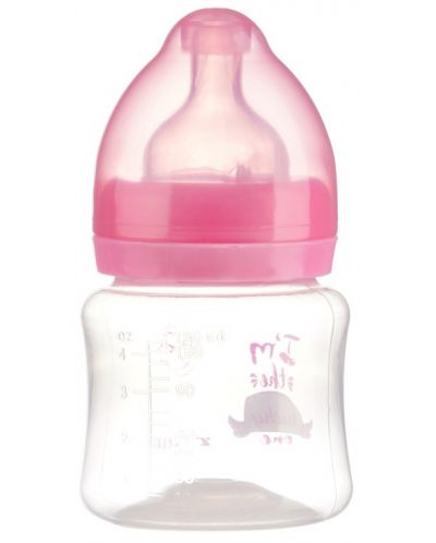 Полипропиленово шише за хранене с широко гърло с биберон Zizito - Little Angel, розово, 125 ml - 2