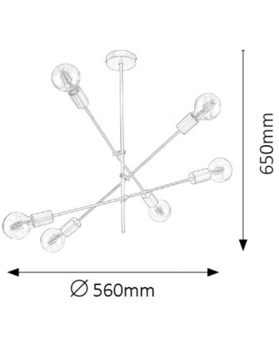 Полилей Rabalux - Lanny 2104, E27, 6 x 15W, 230V, черен - 4