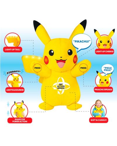 Интерактивна плюшена играчка Pokémon - Pikachu - 4