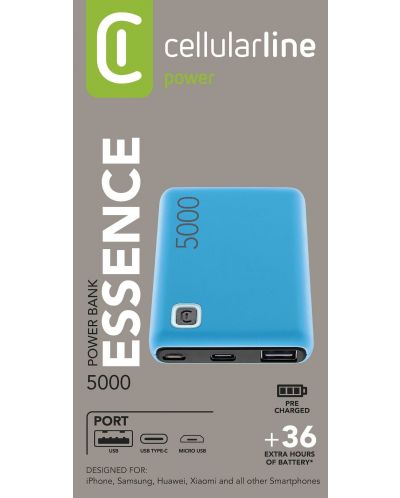 Портативна батерия Cellularline - Essence, 5000 mAh, синя - 3