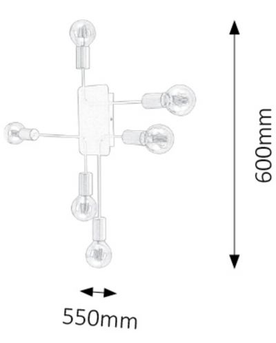 Полилей Rabalux - Lanny 2103, E27, 6 x 15W, 230V, черен - 5