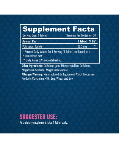Potassium Iodide, 32.5 mg, 30 таблетки, Haya Labs - 2