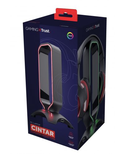 Стойка за слушалки Trust - GXT 265 Cintar, RGB, черна - 3