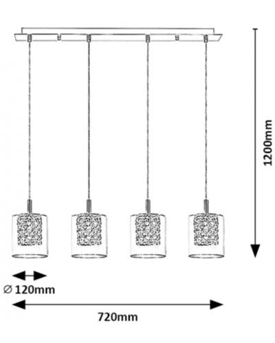 Полилей с кристален декор Rabalux - Duchess 3116, G9, 4 x 40W, 230V - 4