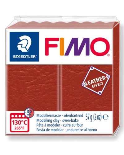 Полимерна глина Staedtler Fimo - Leather 8010, 57g, червена - 1