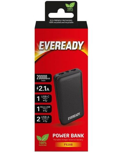 Портативна батерия EVEREADY - PX20B, 20000 mAh, черна - 2