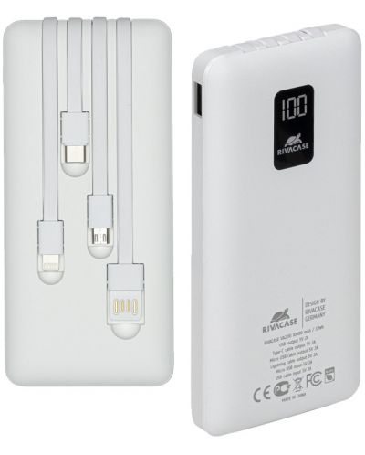 Портативна батерия Rivacase - VA2210, 10000 mAh, бяла - 5